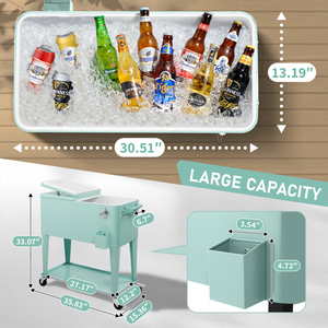 Carrito de Aislamiento Refrigerado 91x845x385cm Rectangular de Plástico Verde Menta - Product Image 1