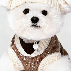 Pull pour chien en laine de haricot de luxe - Vêtements d'hiver épais et chauds pour petits chiens Teddy Bichon Schnauzer - Product Image 1