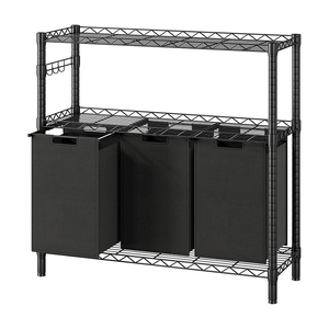 Custom 3-Bag Metal Frame Double-Tier Bathroom <b>Storage</b> 2-Tire Big-Capacity Laundry Hamper Double <b>Storage</b> <b>Baskets</b> <b>for</b> Clothing - Product Image 6