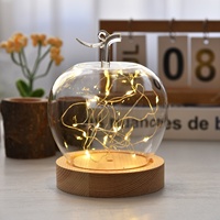 Lampe de nuit transparente en verre borosilicate de haute qualité, motif géométrique, anti-poussière, petite, pour la Saint-Valentin, avec couvercle en forme de fleur éternelle Apple