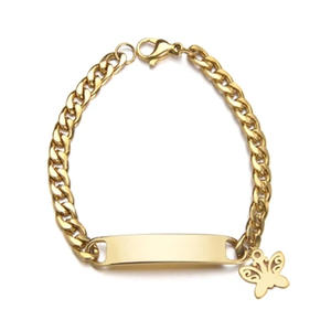 Custom Name Bar Bracelet Butterfly LOVE Rose Heart Pendant Stainless Steel Bracelet Personalized Gift <b>for</b> Women <b>Men</b> Uionen 1898 - Product Image 1