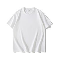 T-shirt en coton haut de gamme personnalisable, manches courtes, chemises culturelles de qualité supérieure, vêtements de travail d'entreprise, col rond, broderie unie