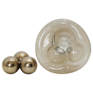 Vaso in vetro con base in metallo a sfera, vaso per fiori contemporaneo per centrotavola, decorazione moderna. - Product Image 6