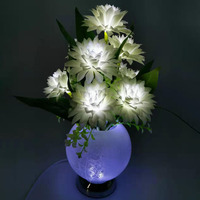 Vente en gros de lumière de fête décorative Grande pivoine en fibre optique fleur artificielle Led avec vase