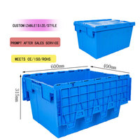 Caisses en plastique robustes avec couvercle, de qualité alimentaire, 100% neuves, en PP, pour le stockage, la logistique, le transport, empilables, pour le déménagement