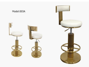 Modern White <b>Leather</b> Bar Chair Brushed Gold Stainless Steel Pedestal Swivel,adjustable Counter <b>Stool</b> for Home Bar Hotel - Product Image 4