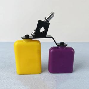 Cloche à vache en plastique bicolore à deux tonalités (haute et basse) avec bloc carré en bois connecté, instrument de percussion Orff pour l'accompagnement de groupe - Product Image 2