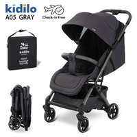 Poussette bébé Kidilo en alliage d'aluminium, pliage à une main, compacte, légère, position assise et allongée, sac de rangement inclus, personnalisable en usine