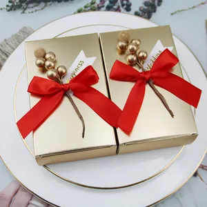 用于生日派对婚礼装饰的牛皮纸方盒糖果礼品盒带丝带的巧克力包装盒