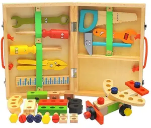 DIY 木制建筑玩具工具箱模拟修理拆卸玩具套件