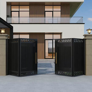 Cancello Principale in Alluminio Nero di Alta Qualità per Villa, Porta di Sicurezza a <span class=keywords><strong>Doppia</strong></span> <span class=keywords><strong>Anta</strong></span> per Giardino - Product Image 1