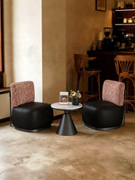 Ensemble de canapés modernes pour café et salon, mobilier de restaurant, tabouret individuel en cuir noir avec table d'appoint en marbre, ensemble de sièges pour café