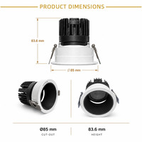 Downlight LED COB Comercial Personalizado de 6W, 8W, 12W, 15W, Empotrable en Techo, Regulable, Alto CRI, para Tiendas de Azulejos y Exposiciones