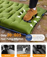 Matelas de couchage auto-gonflant en TPU de 5,9 pouces d'épaisseur avec oreiller intégré et pompe à pied, étanche et pliable pour le camping et la randonnée (Vert)