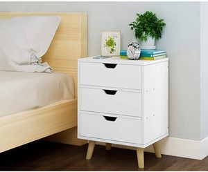 Table de <span class=keywords><strong>Chevet</strong></span> Simple pour Chambre et Bureau, Table d'Appoint à 3 Tiroirs, Unité de Rangement en Bois Chic, Table de <span class=keywords><strong>Chevet</strong></span> en Bois - Product Image 2