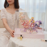 Rose éternelle de haute qualité dans une boîte cadeau en acrylique – Cadeau romantique d'anniversaire, souvenir durable, roue de fleurs décorative