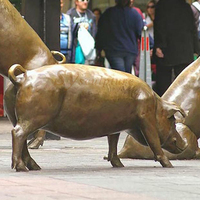 Original figurine de cochon en laiton, sculpture de jardin en laiton, cuivre métallique, ménage, Sculpture de bar en bronze
