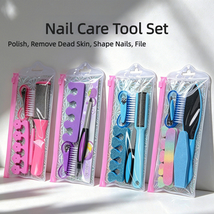 <span class=keywords><strong>Kit</strong></span> de manucure et pédicure portable 7-en-1 pour voyage, mini <span class=keywords><strong>kit</strong></span> de soin des ongles, coupe-ongles, lime, polissoir, séparateur d'orteils, brosse, outils de nail art - Product Image 1