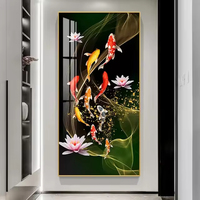 Luxe Koi poisson toile mur Art carpe Lotus imprimé affiche cristal porcelaine peinture métal pour chambre hôtel salon décor à la maison