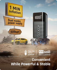 חוט & אלחוטי 2In1 עם 6000Mah סוללה צמיג Inflator מדחס אוויר קטן 12V Dc אוויר משאבת אוויר-מדחס מתנפח - Product Image 6