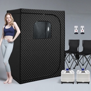 Sauna a Vapore Portatile Moderna per Due Persone, Ampio Spazio per Tutto il Corpo, Spa Domestica, Set da 2, Vaporizzatore in Acrilico da 3L 1500W, Sedia Pieghevole Inclusa - Product Image 1