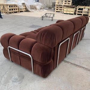 العربية نمط غرفة المعيشة المنزلي الأزهار مجموعة اثاث تنجيد فاخر المخملية البني أريكة 3 2 ، loveseat ، كرسي بذراعين - Product Image 2