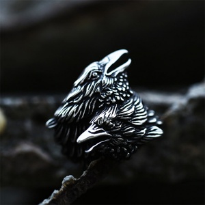 New Arrival Nordic Death Messenger <b>Ring</b> Jewelry Stainless Steel Casting Crow <b>Rings</b> <b>Men</b> - Product Image 2