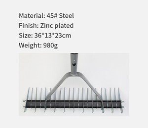 <span class=keywords><strong>Scarificateur</strong></span> de jardin gris à 21 dents pour pelouse 45 #   Râteau en acier avec manche ergonomique - Product Image 2