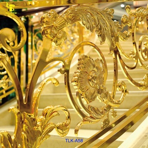 Ringhiere di Lusso in Legno e Ottone Stile Europeo Dorate per Scale e Balconi con Lunghezza Personalizzabile per Ville e Hotel - Product Image 3