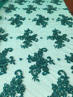 Derniers modèles de broderie, tissu de robe de fête de mariage de luxe pour filles, perles lourdes faites à la main, paillettes, dentelle brodée, polyester
