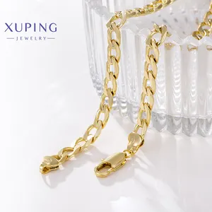 X000835292 Xuping Custom 14K Gold Plated Brass Cuban Link Chain Necklace Multiple Width Length Cut Figaro Chain For Women Mens