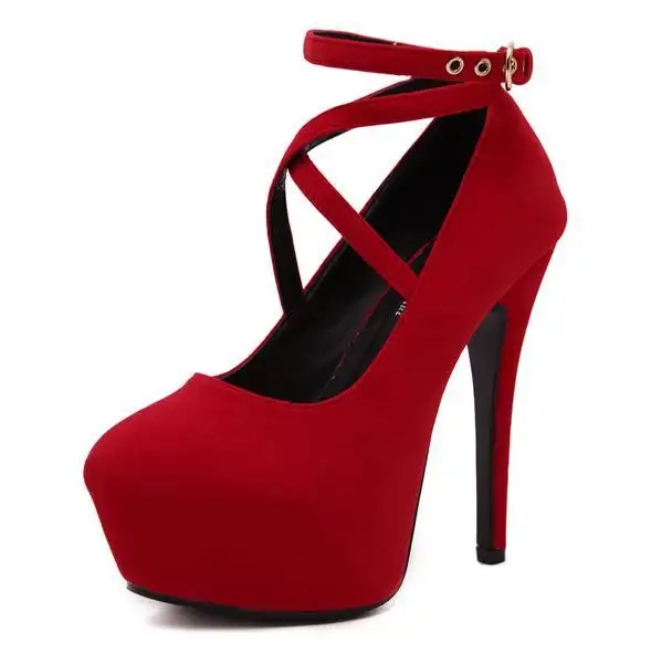 Scarpe Donna Tacco Alto Sexy Delle Donne Chunky Della Pompa Della Piattaforma Delle Signore del Club Rosso Tacchi Alti