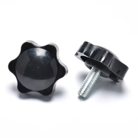 Personnalisé M4 M6 M8 M12 Tapis Torx Tête Plastique Moletée Pouce Serrer Vis Appuyez Sur Les Boutons Étoiles Pouce Vis Noires Avec Pointe En Plastique