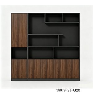 Modern Living Room <b>Cabinet</b> with Glass Doors Wood Storage Furniture 38079-21-L12B - Product Image 4