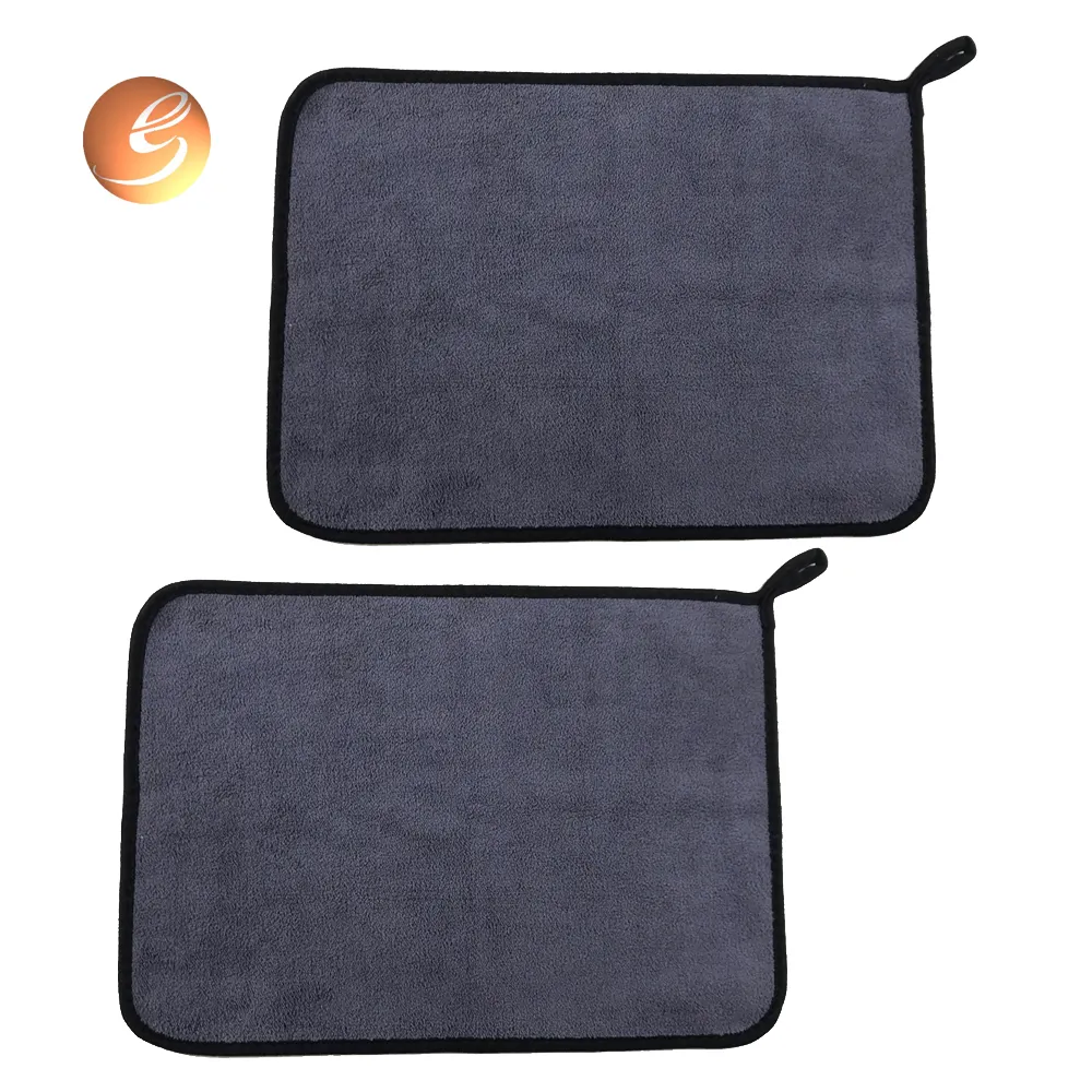 Multi-occasion use super quality drying microfiber composite gray and blue double side car drying towel