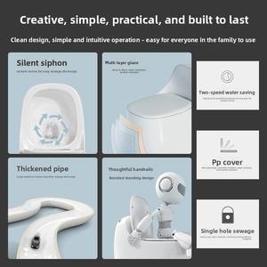 Inodoro <span class=keywords><strong>de</strong></span> Cerámica <span class=keywords><strong>de</strong></span> Una Pieza con Sifón Grande, Antiolor, Antisalpicaduras, Montaje en Suelo, Silencioso, Impermeable, Inodoro <span class=keywords><strong>de</strong></span> Descarga por Agua Chaozhou - Product Image 2