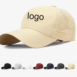 Diseñador personalizado de los hombres de 6 paneles de corte láser agujero perforado gorra de poliéster deporte gorra de béisbol - Product Image 4