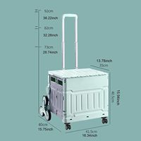 Chariot de camping pliable en plastique robuste, personnalisable, à roues universelles multifonctionnelles, vente en gros