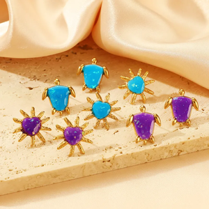 Pendientes de Tuerca de Sol de Tortuga de Estilo Simple Básico, Acero Inoxidable 304, Oro Blanco de 18K, Chapado en Oro Blanco, 1 Par - Product Image 1