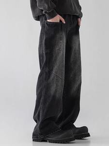 <span class=keywords><strong>Jeans</strong></span> micro-évasés pour hommes, style rétro américain, tendance, décontracté, lavé, coupe droite, pantalon de mode, 2025 - Product Image 5