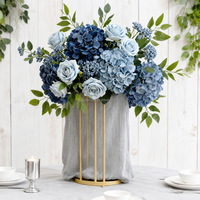 Boules de fleurs artificielles bleu marine grisâtre, centre de table, vente en gros, boule de fleurs vertes