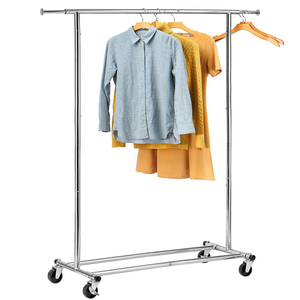 Étagère de présentation de vêtements en métal chromé argenté, robuste, pliable, de qualité commerciale, pour magasins de détail - Product Image 2