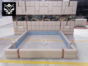 Italiaanse Luxe Slaapkamer Set Meubilair High-<span class=keywords><strong>End</strong></span> Verlengde Hoofdeinde Tweepersoonsbed Gestoffeerd Lederen Master Kingsize 1.8M <span class=keywords><strong>Bed</strong></span> - Product Image 6