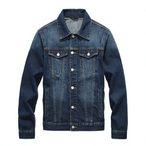 Veste en jean classique pour homme, coupe régulière, col rabattu, coton lavé, style camionneur, vêtements décontractés d'automne - Product Image 2