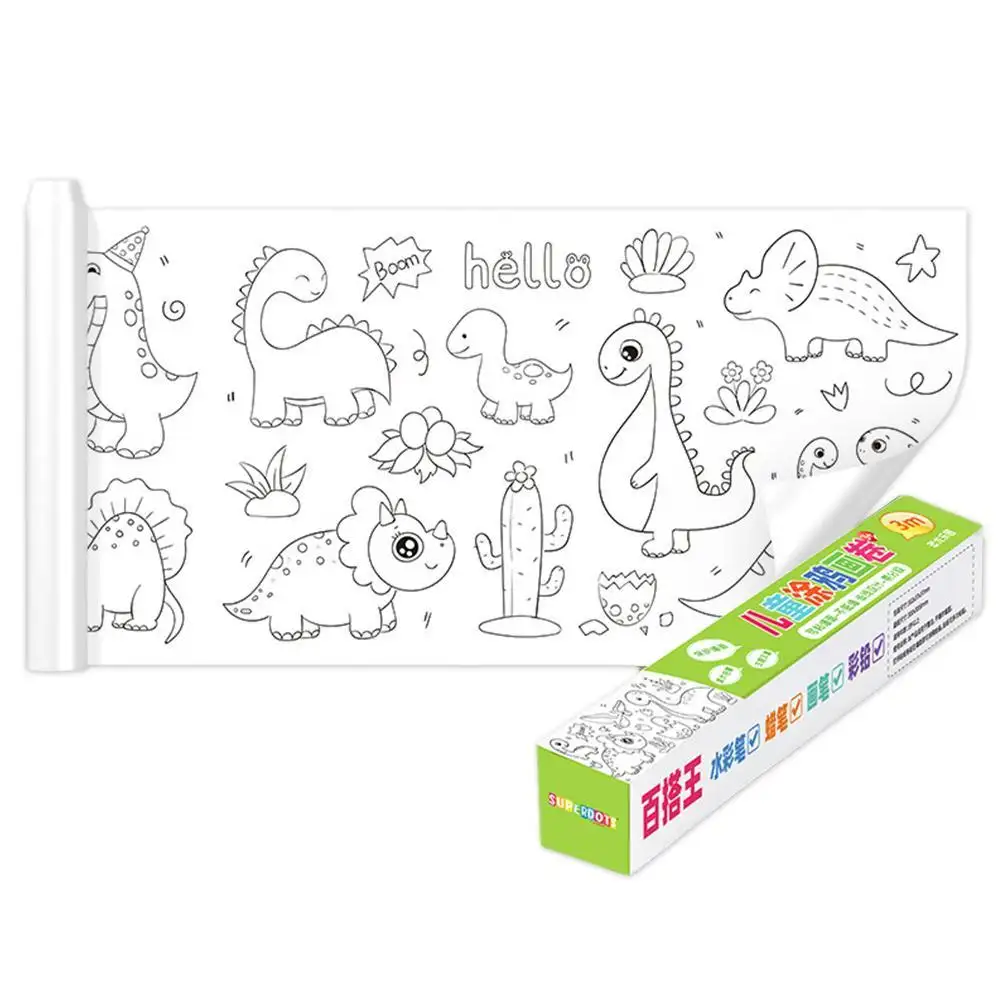 Neujahrs geschenk Spielzeug Mal papier Graffiti 300x30cm Bild Scroll Long Roll Dinosaurier Set Kinder & Kunst spielzeug