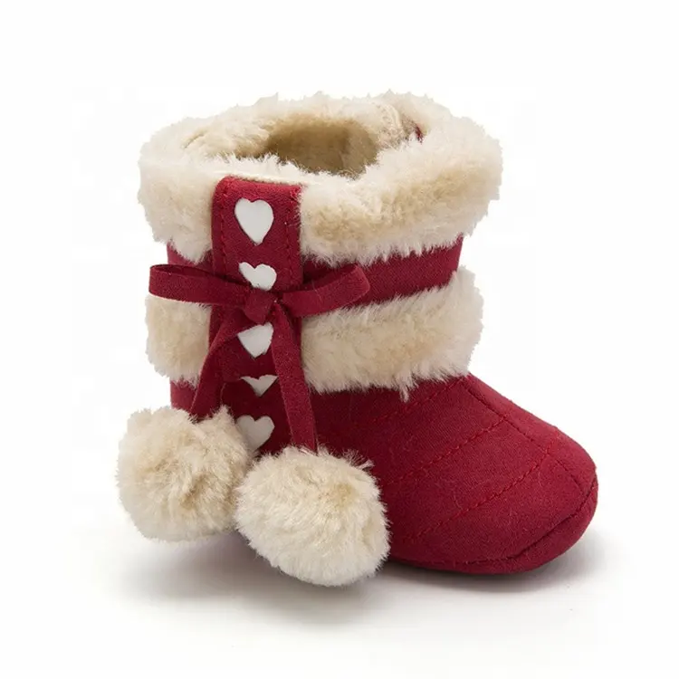 Пользовательские теплые модные светло-розовые зимние меховые ботинки для новорожденных девочек
