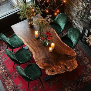 Artisan Made Live Edge Mesa de comedor de madera dura de primera calidad con forma orgánica y acabado liso - Product Image 1