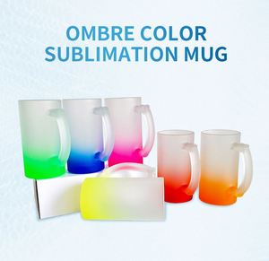 Ombre Color Gradient Colorful Iridescent Glitter rainbow 16oz Pint Blank Sublimation Frosted Frosted <b>Glass</b> Beer <b>Mug</b> <b>with</b> <b>Handle</b> - Product Image 2
