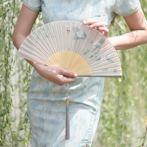 Éventail pliant personnalisé en bambou et plastique avec logo, éventail à main en bois peint, grand modèle portable au design chinois pour mariage - Product Image 6