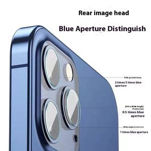 Anneaux de lentille en verre trempé compatibles pour une utilisation Apple sur 11/12/13/14 15Pro Max 16 téléphones mobiles perles de lumière bleue XSM avant arrière - Product Image 3